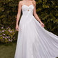 Ladivine 7435W Strapless Chiffon A-Line Off-White Dress