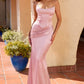 Ladivine 7438 Strapless Long Fitted Satin Two Piece Gown