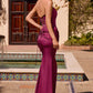 Ladivine 7438 Strapless Long Fitted Satin Two Piece Gown