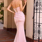 Ladivine 7439 Luxe Satin Strapless Two Piece Fitted Gown