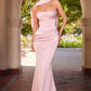 Ladivine 7439 Luxe Satin Strapless Two Piece Fitted Gown