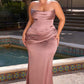 Ladivine 7439 Luxe Satin Strapless Two Piece Fitted Gown