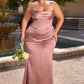 Ladivine 7439 Luxe Satin Strapless Two Piece Fitted Gown