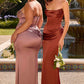 Ladivine 7439 Luxe Satin Strapless Two Piece Fitted Gown