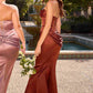 Ladivine 7439 Luxe Satin Strapless Two Piece Fitted Gown