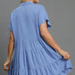 Umgee Full Size Raw Hem Folded Sleeve Tiered Dress Plus Size - Farnelli