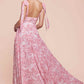 Ladivine 7442 Dress Tie Strap A-Line Floral Printed Skirt