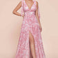 Ladivine 7442 Dress Tie Strap A-Line Floral Printed Skirt