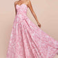 Ladivine 7443 Dress Strapless A-Line Floral Satin Dress