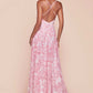 Ladivine 7444 Dress A-Line Soft Satin Print Dress