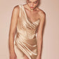 Ladivine 7448 Dress Long One Shoulder Satin Corset Gown