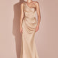 Ladivine 7448 Dress Long One Shoulder Satin Corset Gown