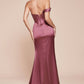Ladivine 7448 Dress Long One Shoulder Satin Corset Gown