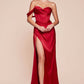 Ladivine 7448 Dress Long One Shoulder Satin Corset Gown
