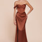 Ladivine 7448 Dress Long One Shoulder Satin Corset Gown