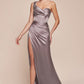 Ladivine 7448 Dress Long One Shoulder Satin Corset Gown