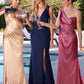 Ladivine 7448 Dress Long One Shoulder Satin Corset Gown