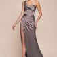 One Shoulder Satin Corset Gown 2 - Farnelli