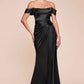 CLEARANCE - Ladivine 7452 Dress Off the Shoulder Sage Green Satin Gown (Size 10)
