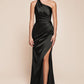 Ladivine 7454 Dress One Shoulder Luxe Satin Fitted Gown