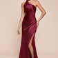 Ladivine 7454 Dress One Shoulder Luxe Satin Fitted Gown