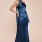 Ladivine 7454 Dress One Shoulder Luxe Satin Fitted Gown