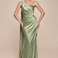 Ladivine 7454 Dress One Shoulder Luxe Satin Fitted Gown