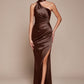 Ladivine 7454 Dress One Shoulder Luxe Satin Fitted Gown