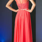 Cinderella Divine 7458 Illusion Sweetheart Long Chiffon Dress