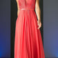 Cinderella Divine 7458 Illusion Sweetheart Long Chiffon Dress
