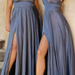 Cinderella Divine 7469W Long Formal A-Line Satin Dress