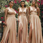 Ladivine 7469 Long Formal Evening Satin Dress with Slit