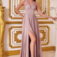 Ladivine 7469 Long Formal Evening Satin Dress with Slit