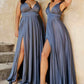 Cinderella Divine 7469 Floor Length Satin Formal V-Neckline Dress