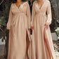 Cinderella Divine 7475 Long Split Blouson Sleeve Formal Dress Thigh Split