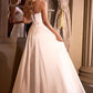 Ladivine 7481W A-Line Bridal Gown Pleated Neckline Spaghetti Straps