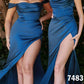 Cinderella Divine 7492C Satin Off the Shoulder Corset Satin Gown