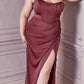 Cinderella Divine 7484 Long Off the Shoulder Corset Satin Formal Gown