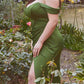 Cinderella Divine 7484 Long Off the Shoulder Corset Satin Formal Gown