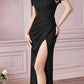 Cinderella Divine 7484C Plus Size Off the Shoulder Corset Satin Formal Gown