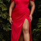 Cinderella Divine 7484 Long Off the Shoulder Corset Satin Formal Gown
