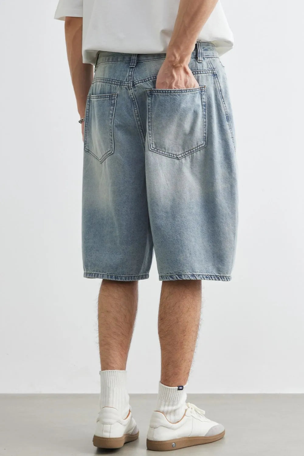 Men's Plus Size Relaxed Fit Wash Denim Shorts - Farnelli