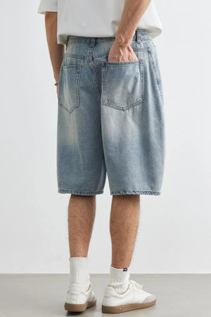 Men's Plus Size Relaxed Fit Wash Denim Shorts - Farnelli