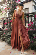 Soft Satin A-Line Sweatheart Neckline With Slit 2 - Farnelli