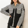 HYFVE Houndstooth Contrast Raw Hem Jacket - Black