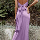 Cinderella Divine 7487 Fitted Satin Dress Cowl Neckline Open Tie Back