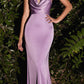 Cinderella Divine 7487W Fitted Satin Dress Cowl Neckline Open Tie Back