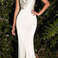 Cinderella Divine 7487W Fitted Satin Dress Cowl Neckline Open Tie Back