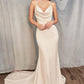 Cinderella Divine 7487W Fitted Satin Dress Cowl Neckline Open Tie Back