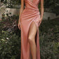 Cinderella Divine 7489 Floor Length Fitted V-Neckline Illusion Side Cut Outs
